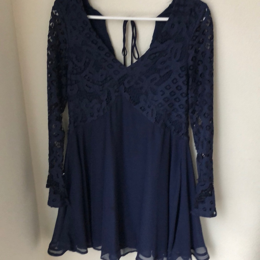 Long sleeve blue dress